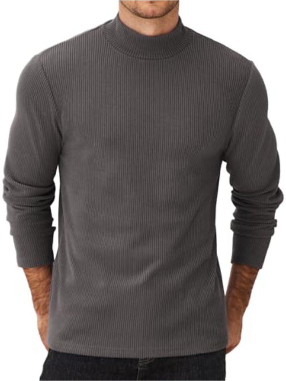 Men's Mock Turtleneck Thermal Pullover Sweater